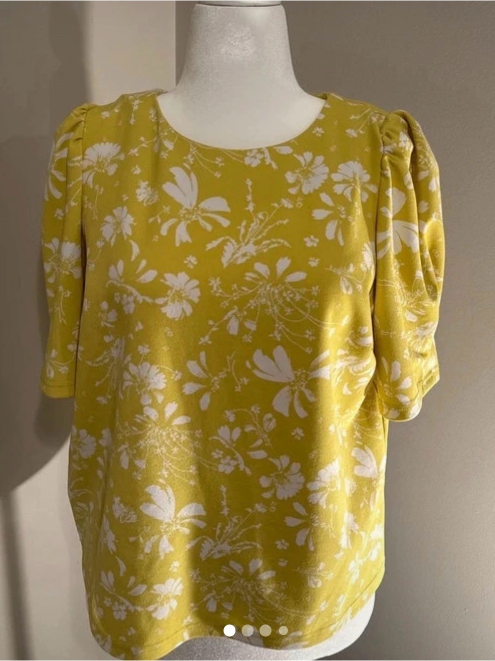 MELLODAY Yellow Floral Puff-Sleeve Blouse